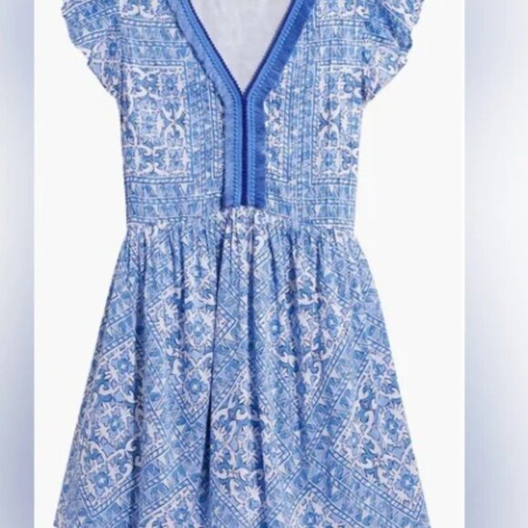 VINEYARD VINES Scarf Print Pintuck Cotton Blend Minidress Sz XL - Picture 3 of 8